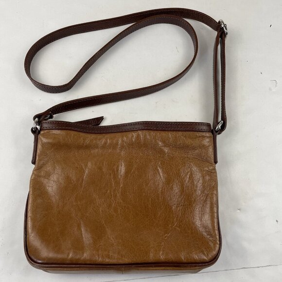 TANO Leather Crossbody Purse Shoulder Bag Small Brown Zip Closure Made In Italy - Picture 2 of 12